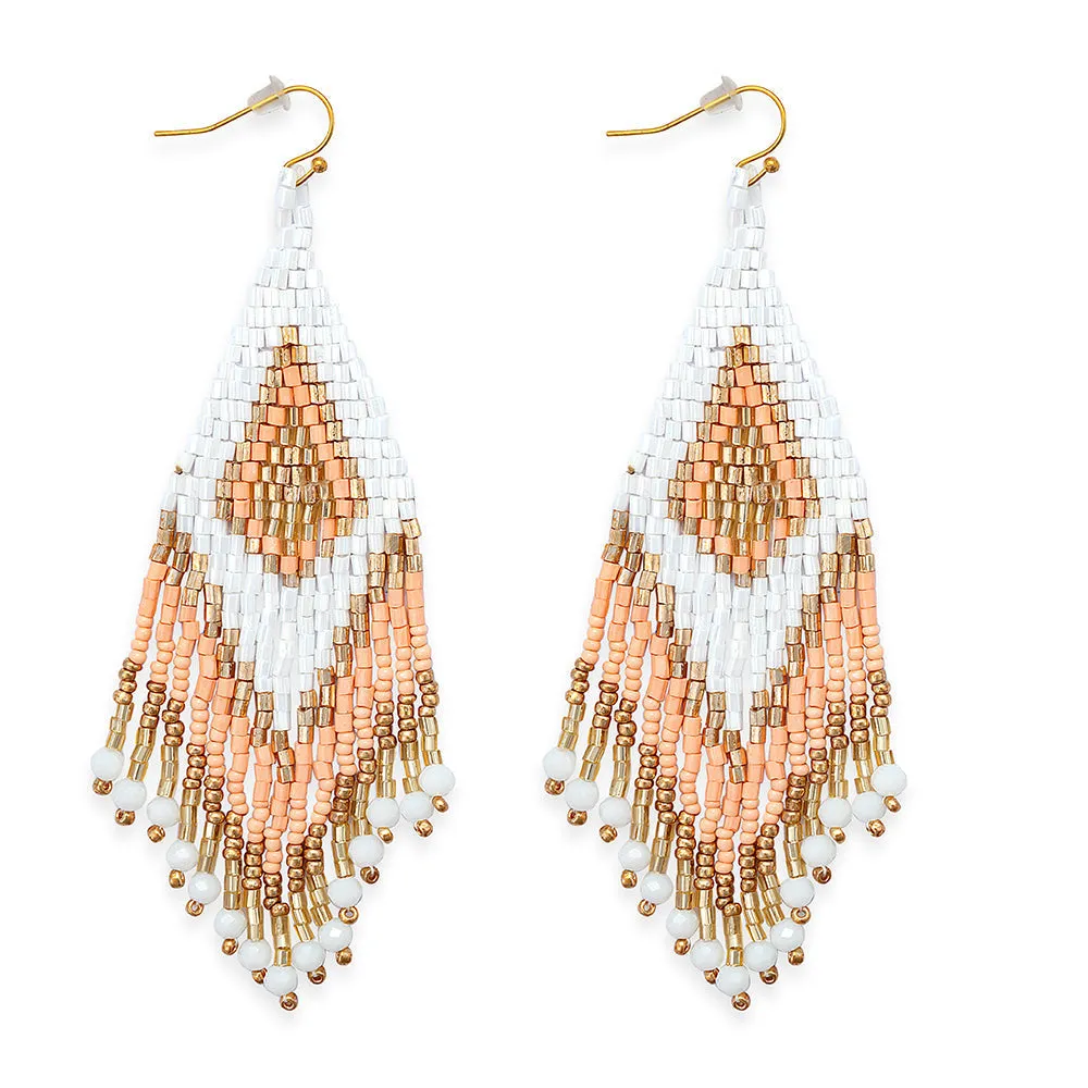 Lifesong Beaded Earrings in White sold by Myra Bag