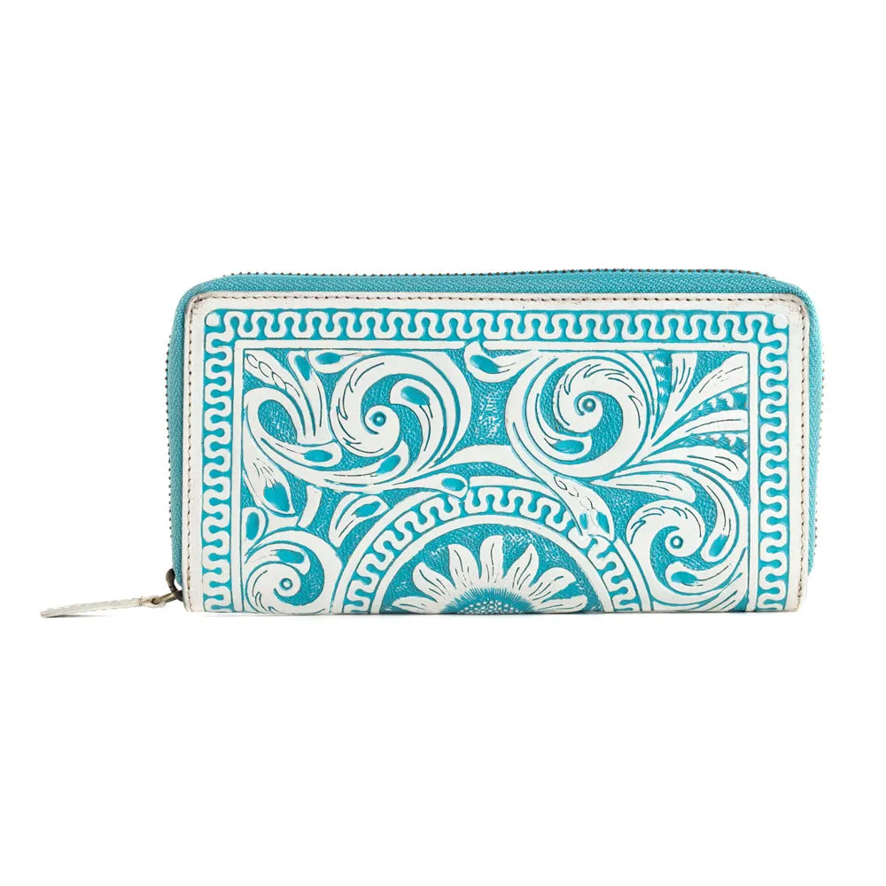 Sunset Valley Wallet in Frosted Turquoise sold by Myra Bag