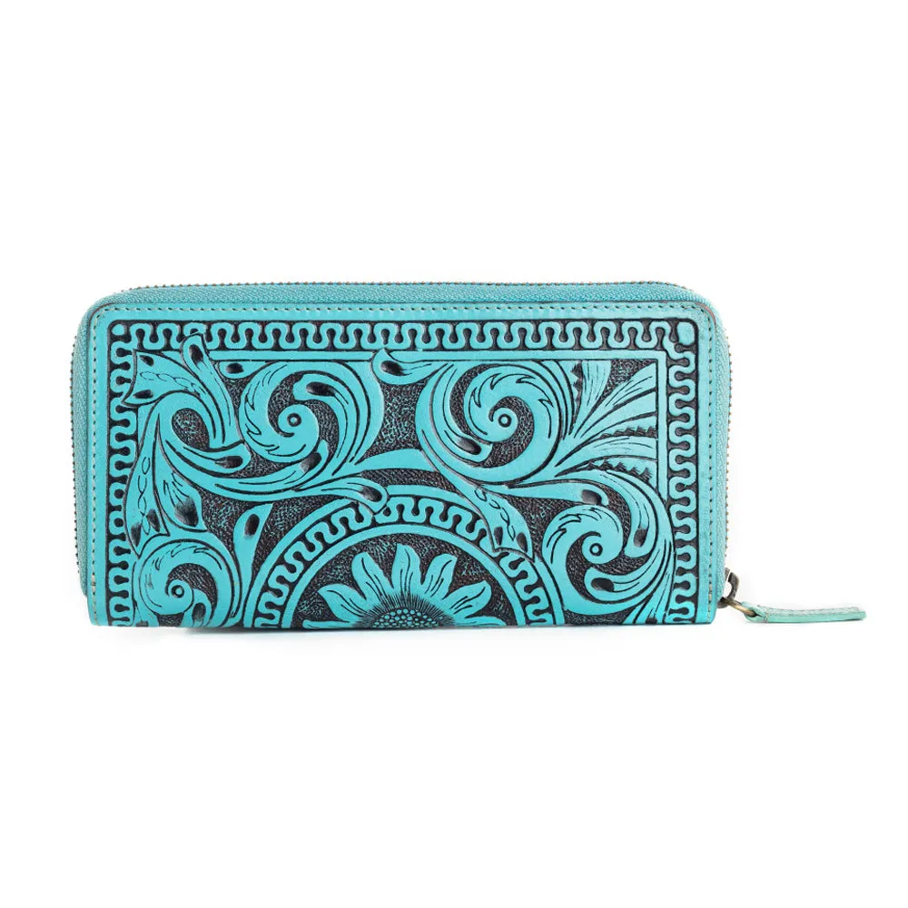 Sunset Valley Wallet in Turquoise sold by Myra Bag