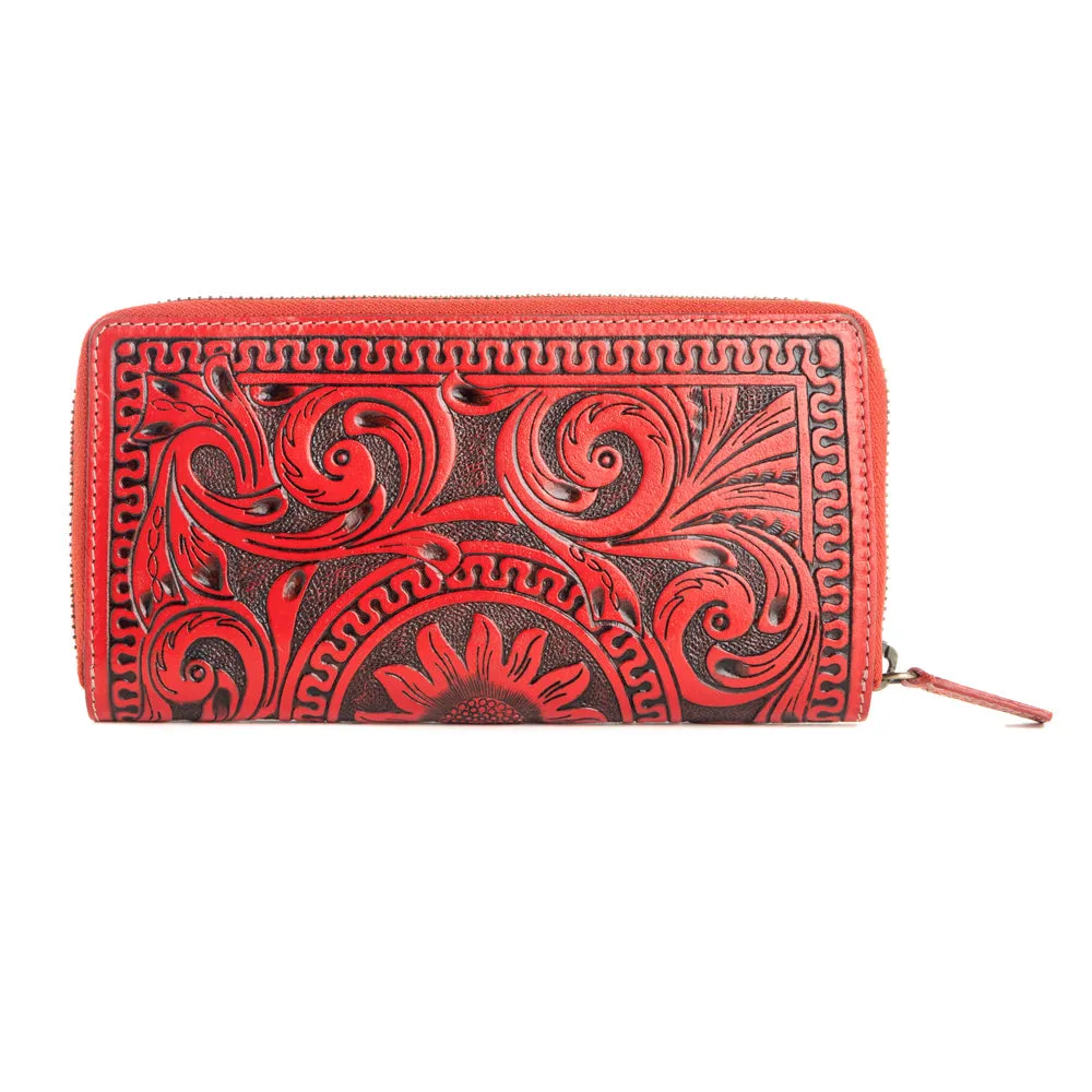 Sunset Valley Wallet in Crimson sold by Myra Bag