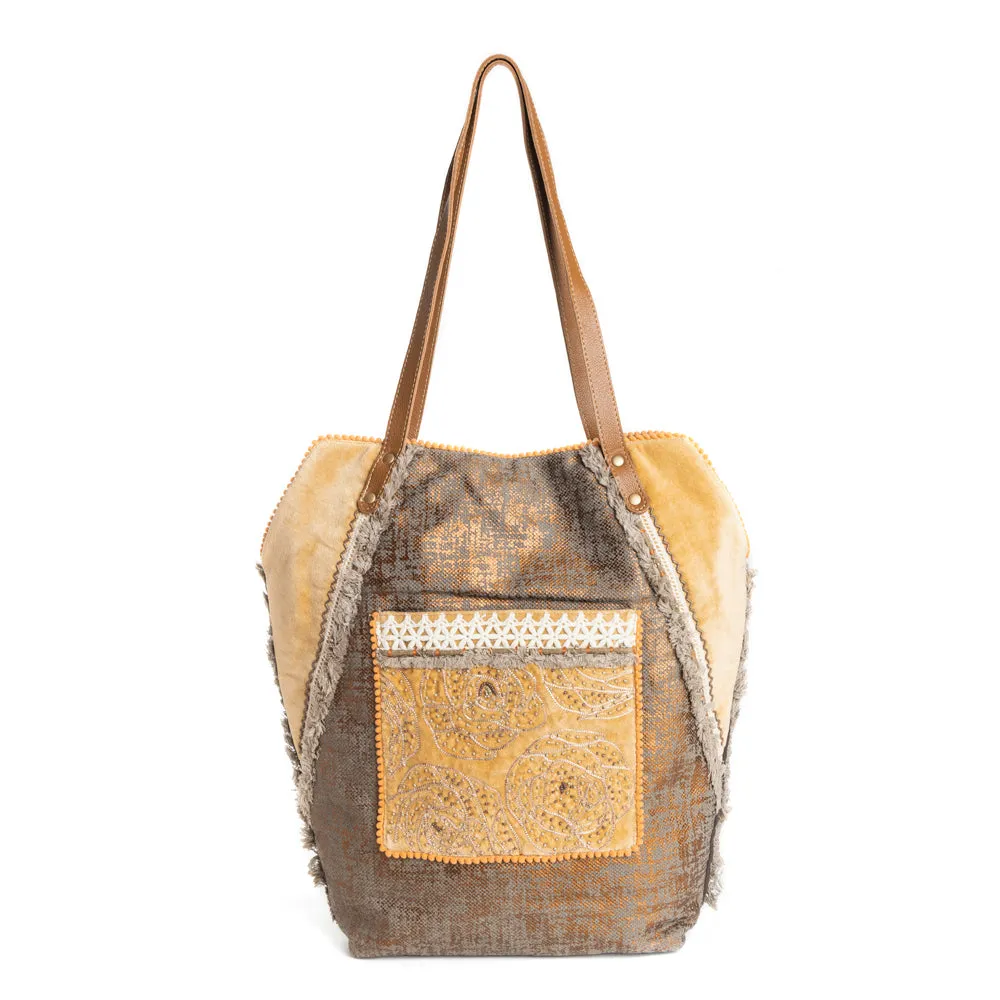 Golden Rise Paisley Tote Bag sold by Myra Bag