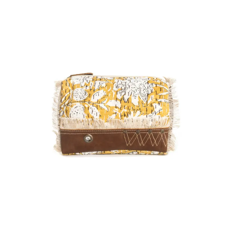 Golden Prairie Leaf Clutch Pouch sold by Myra Bag