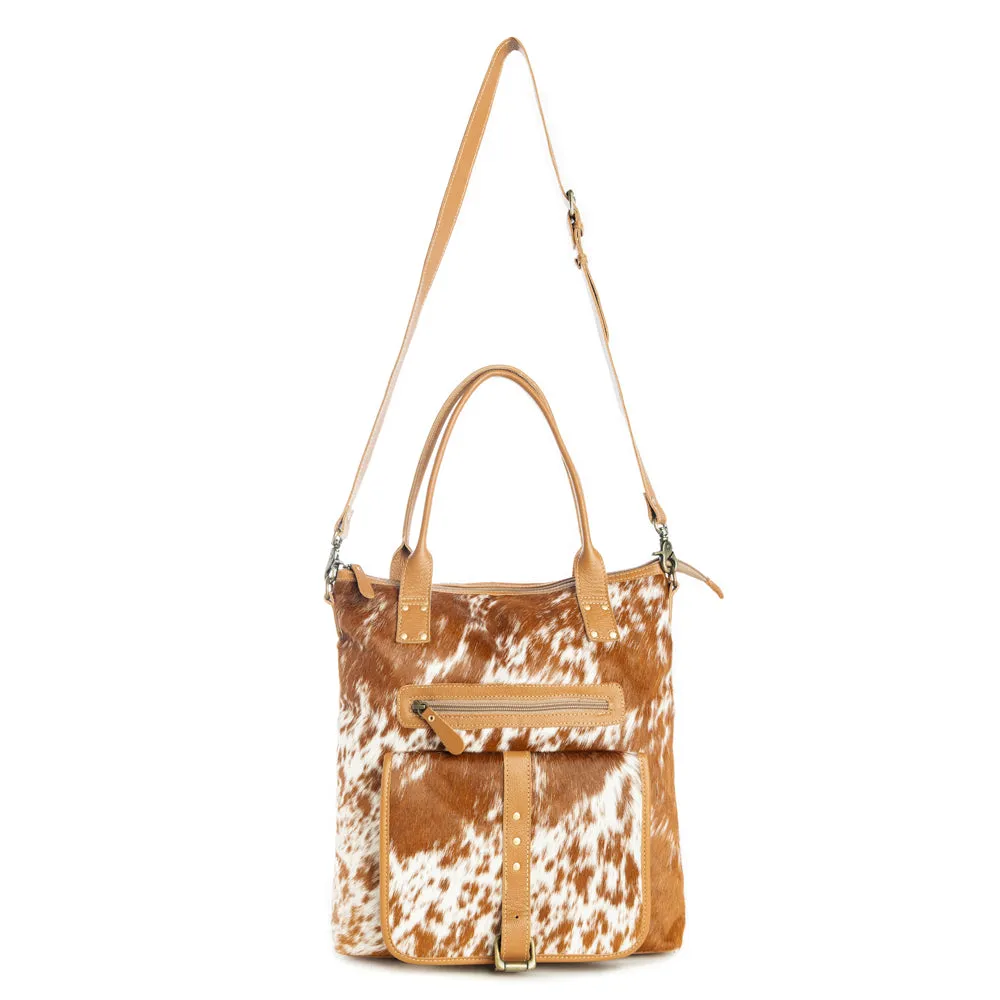 Mesa Maverick Tote Bag in Brown & White sold by Myra Bag
