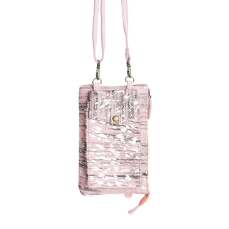 Wild Chic Phone Case Bag in Silver Fleck Pink made by Myra Bag