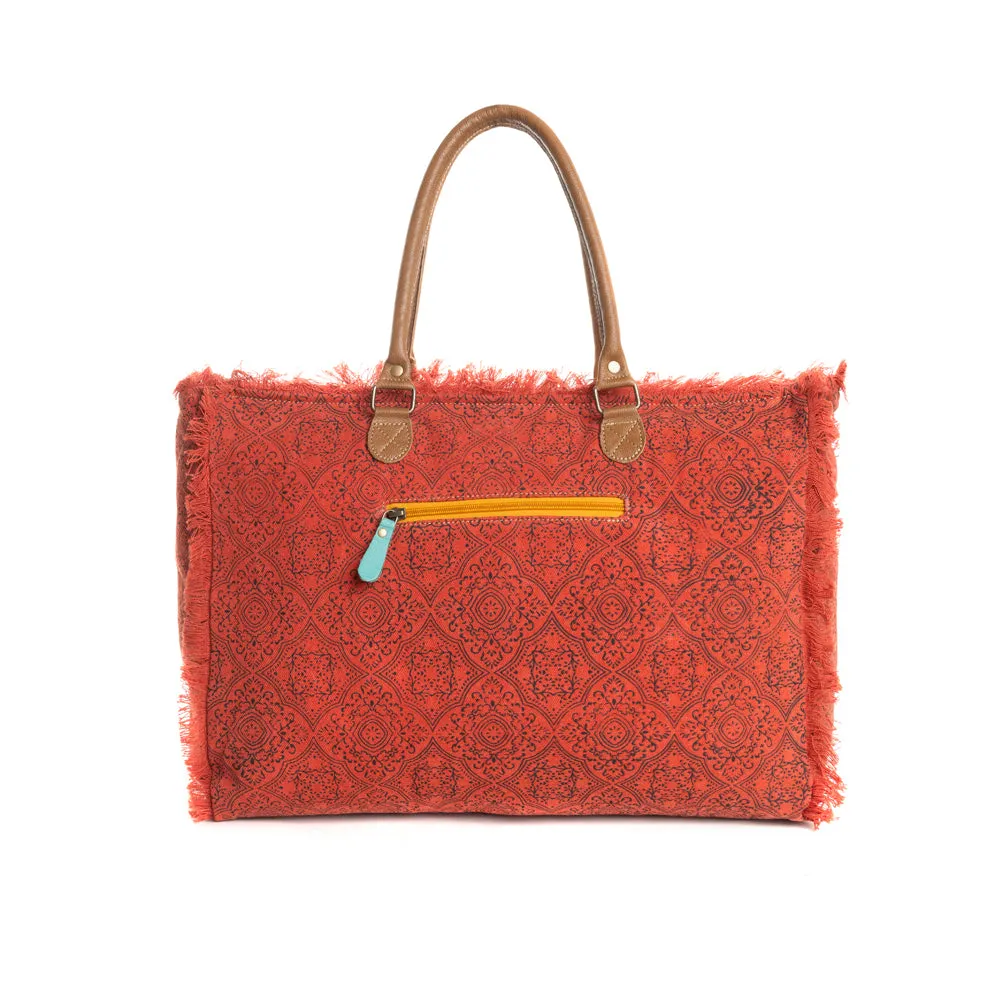 Triple Fork Ranch Weekender Bag in Scarlet sold by Myra Bag product image thumbnail 3