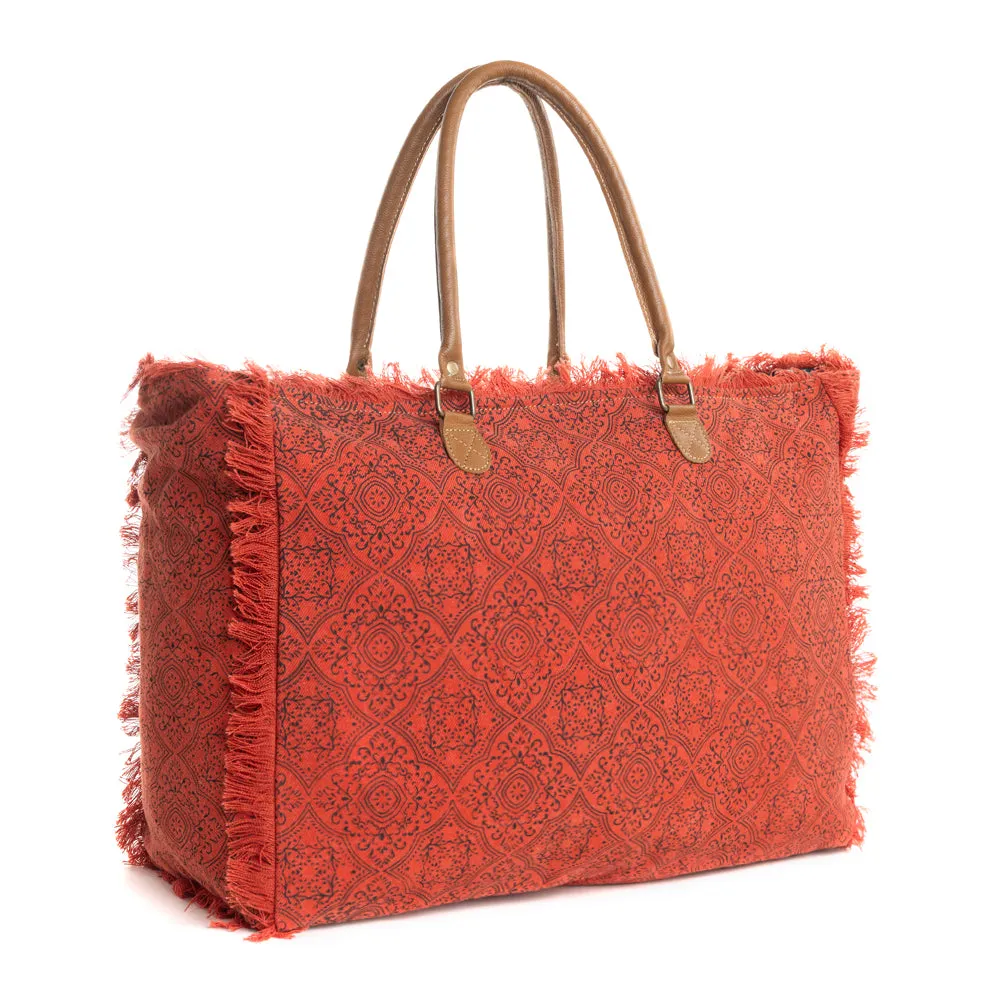 Triple Fork Ranch Weekender Bag in Scarlet sold by Myra Bag product image thumbnail 2