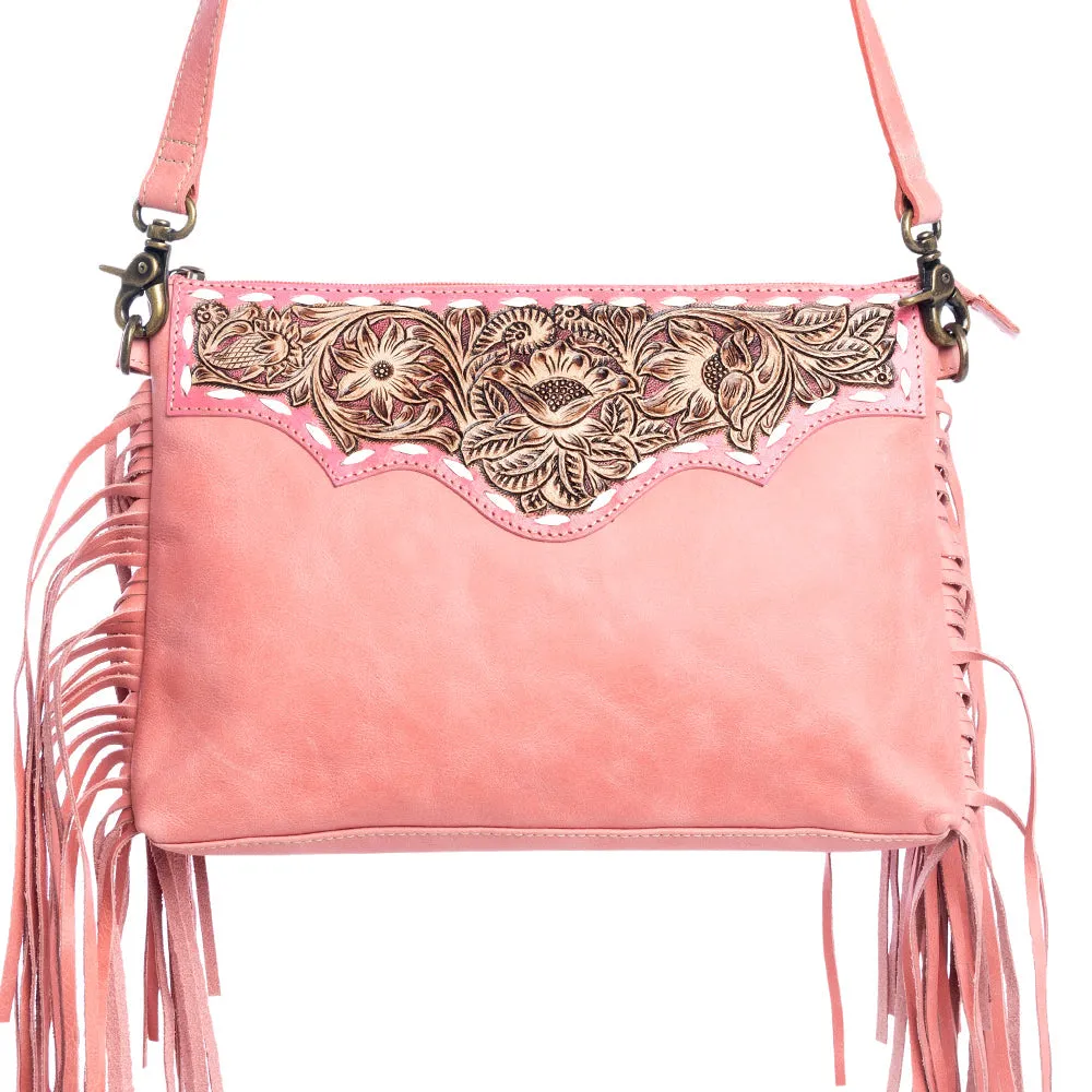 Chaparral Ridge Hand-Tooled Bag In Pink sold by Myra Bag