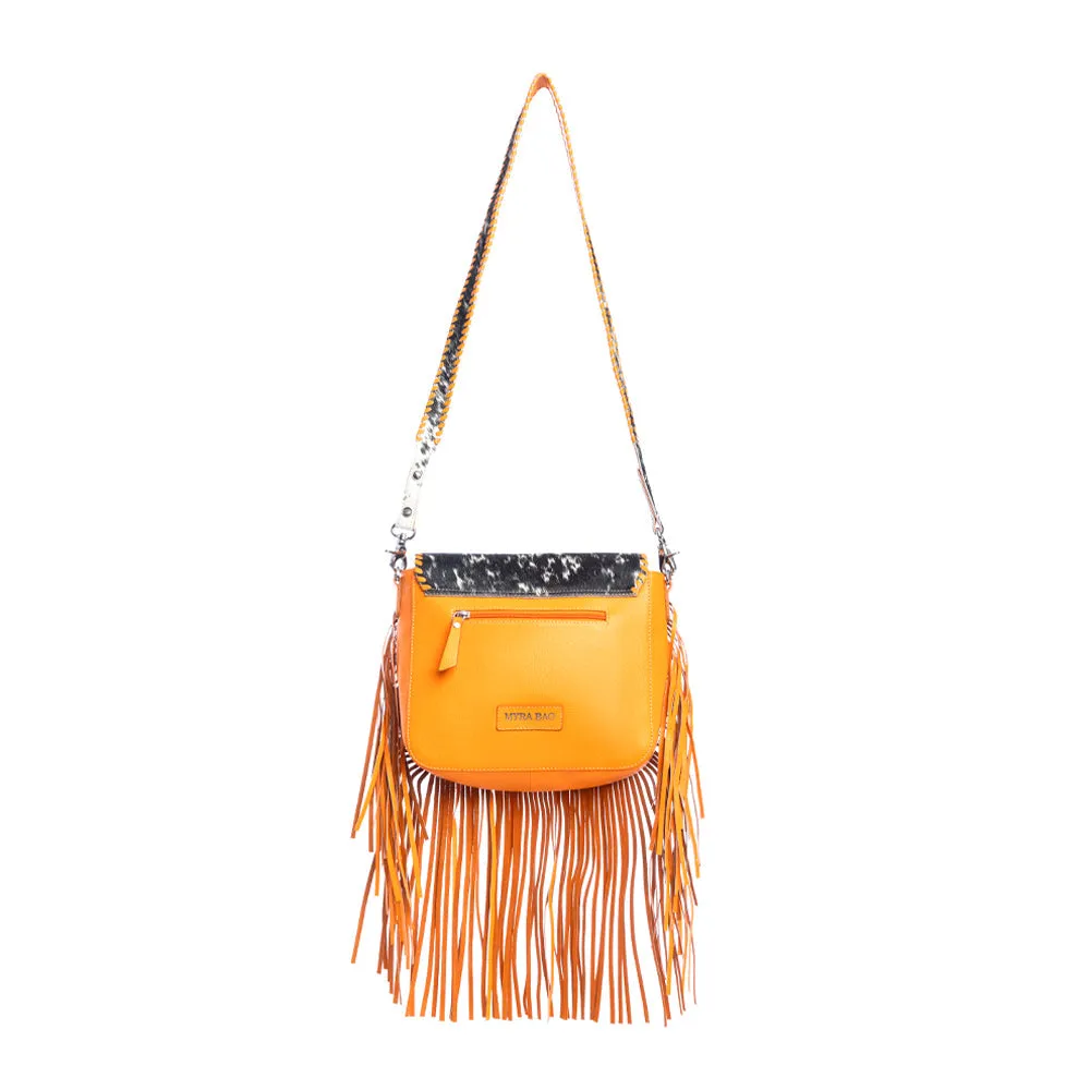 Oro Valley Leather & Hairon Bag in Blazing Orange sold by Myra Bag product image thumbnail 4