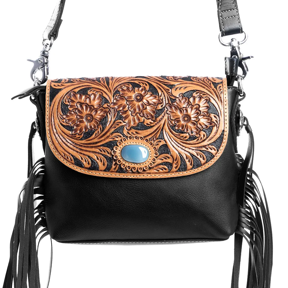 Ebony Delight Hand-Tooled Bag sold by Myra Bag