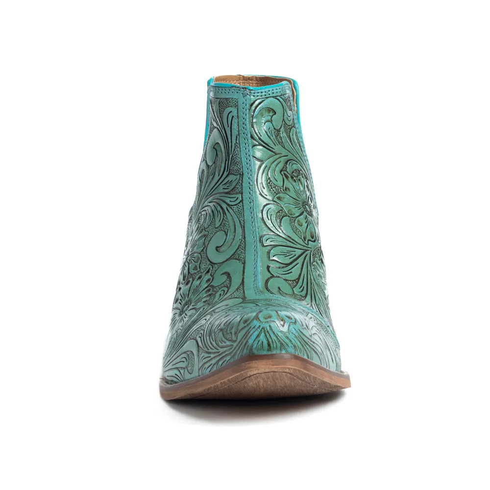 High Mesa Hand-tooled Booties in Turquoise sold by Myra Bag product image thumbnail 4
