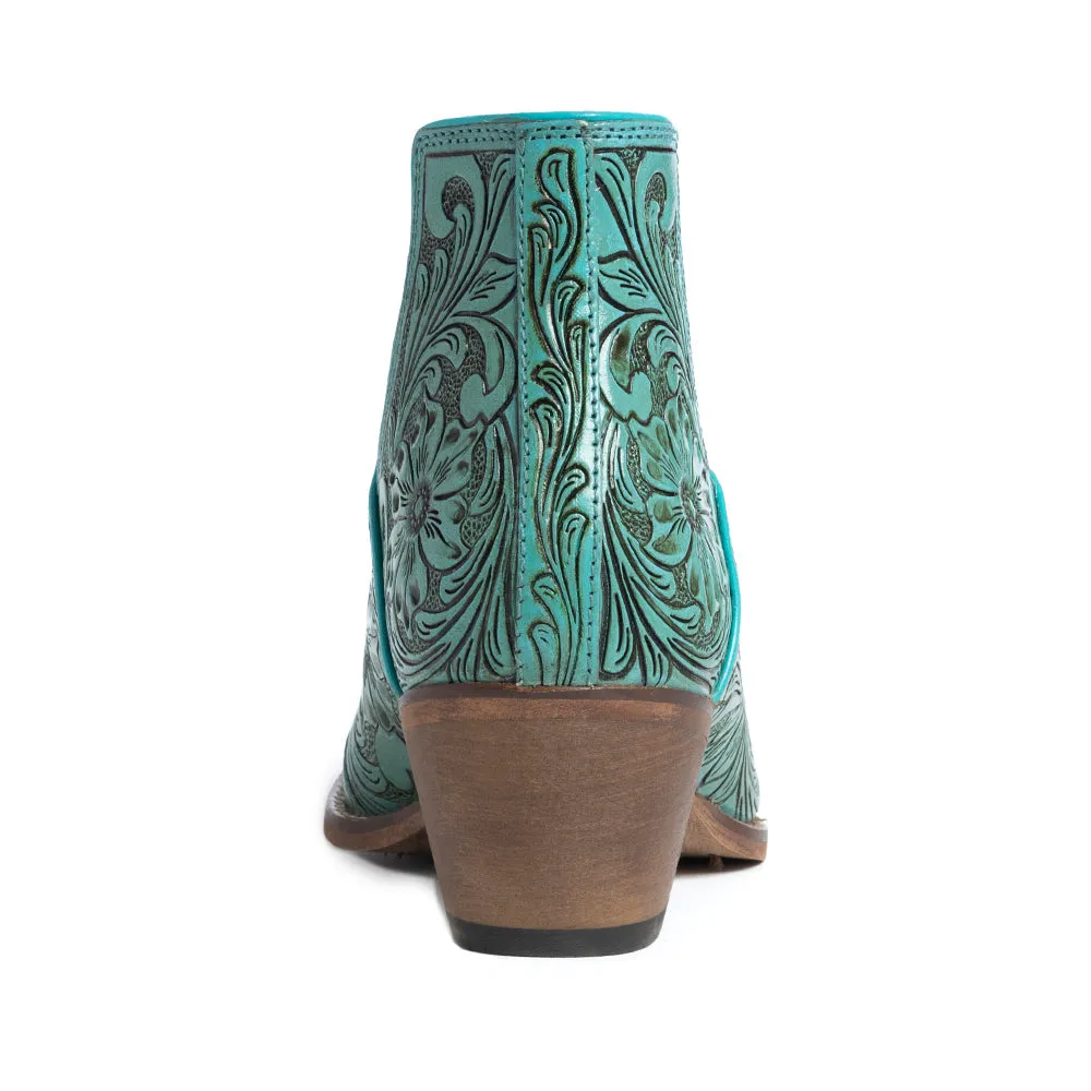High Mesa Hand-tooled Booties in Turquoise sold by Myra Bag product image thumbnail 5