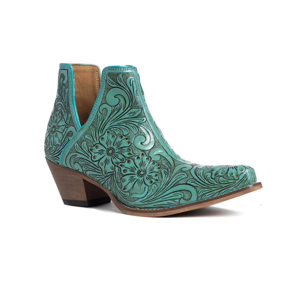 High Mesa Hand-tooled Booties in Turquoise sold by Myra Bag product image thumbnail 2