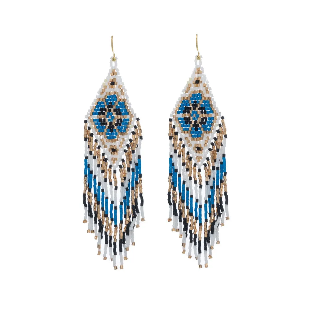 Blue Desert Bloom Beaded Earrings sold by Myra Bag