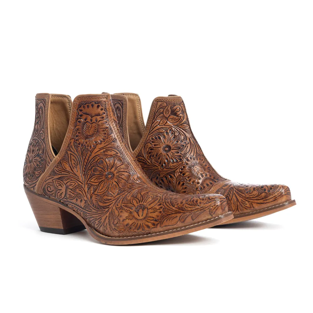 Dakota Charm Hand-tooled Booties in Caramel sold by Myra Bag product image thumbnail 3
