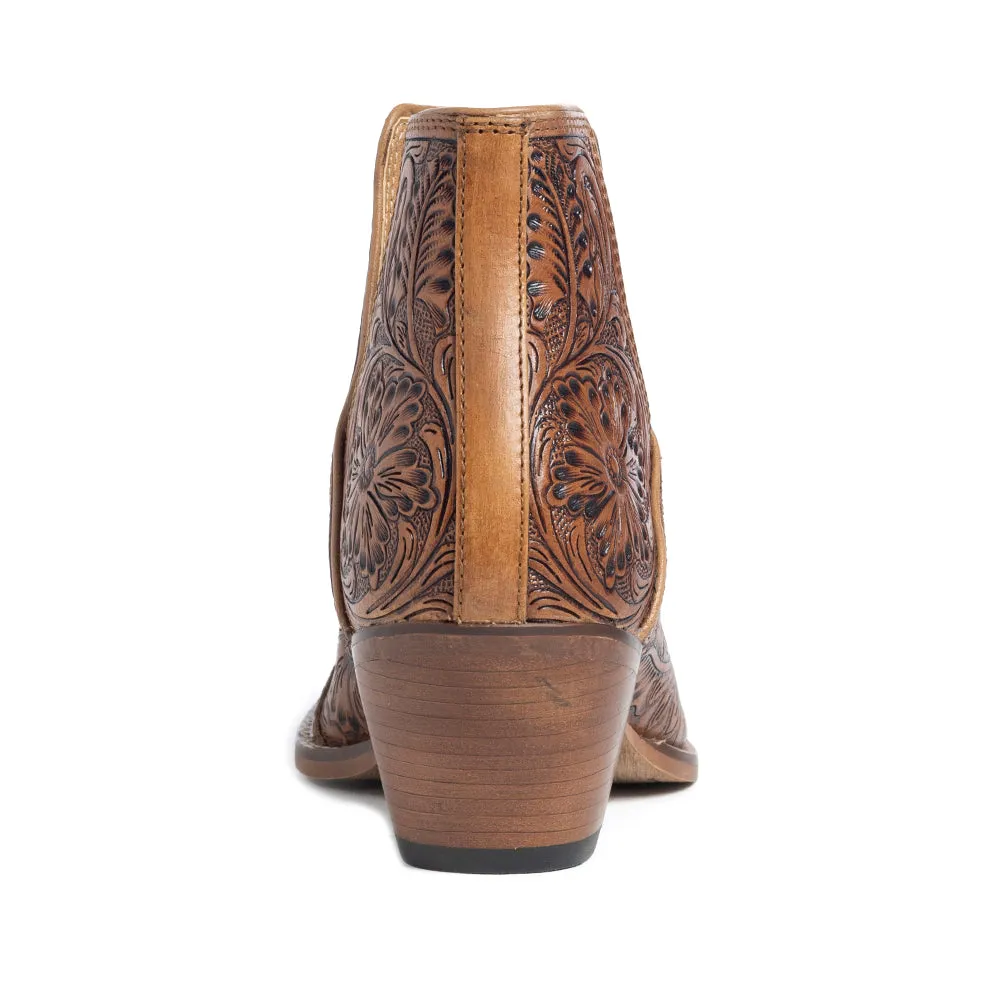 Dakota Charm Hand-tooled Booties in Caramel sold by Myra Bag product image thumbnail 5