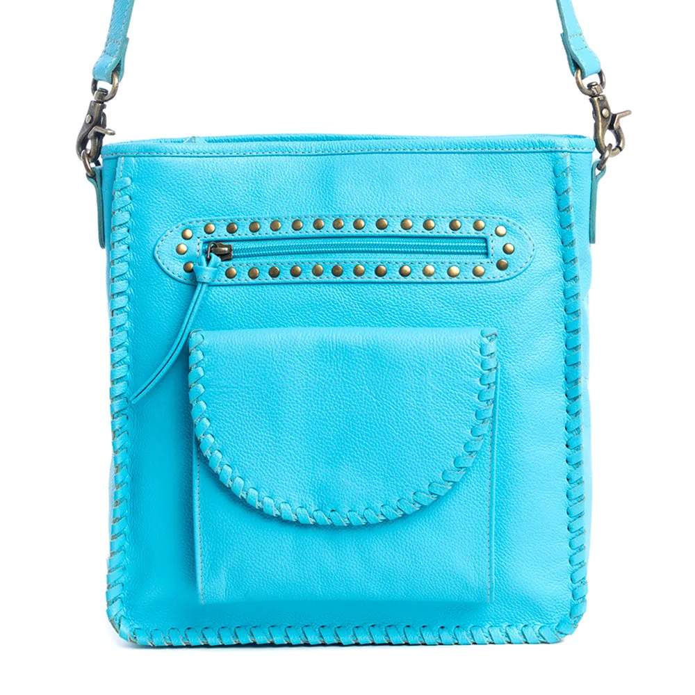 Ninnekah Leather Bag In Sky Blue sold by Myra Bag