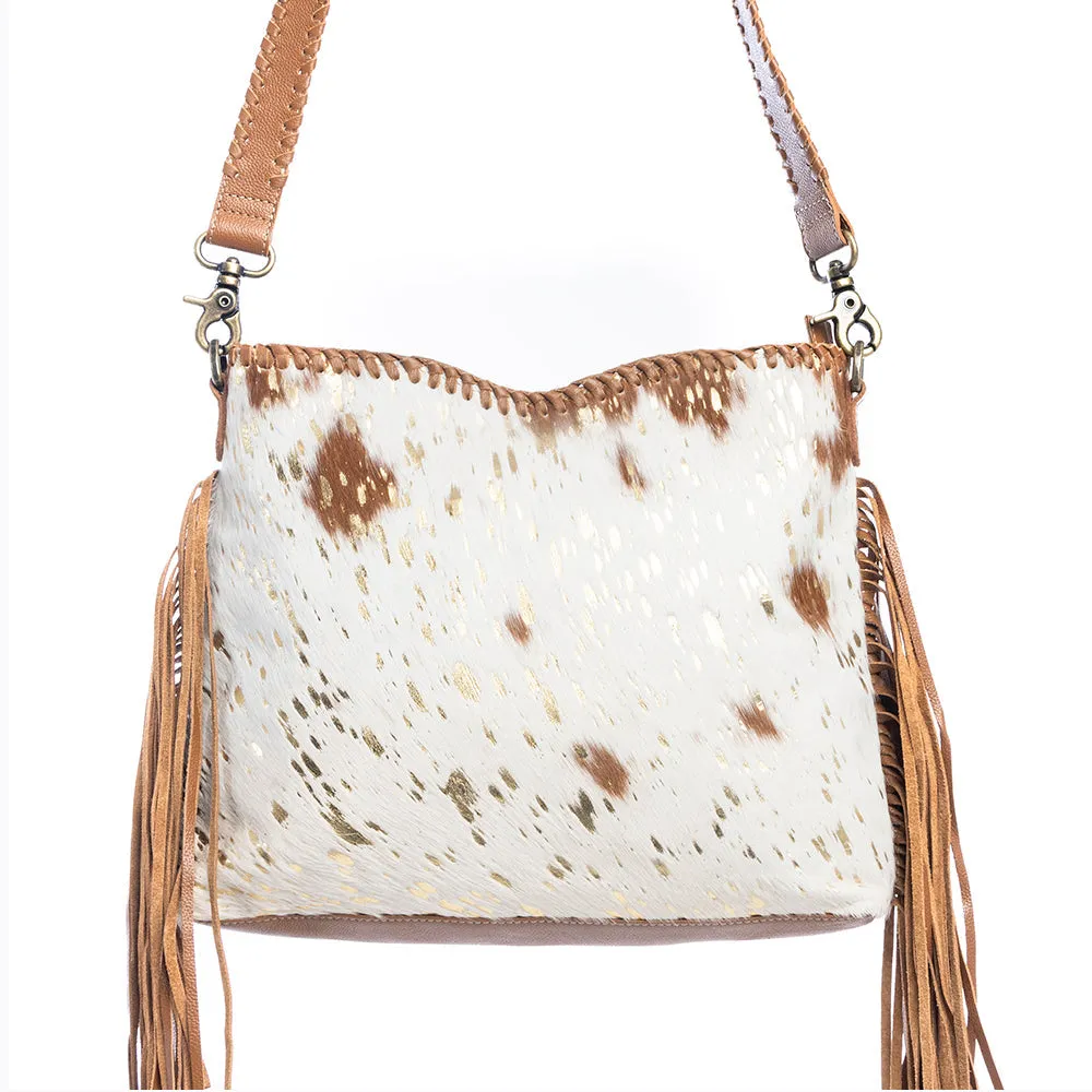 Valley Brook Leather & Hairon Bag In Caramel sold by Myra Bag