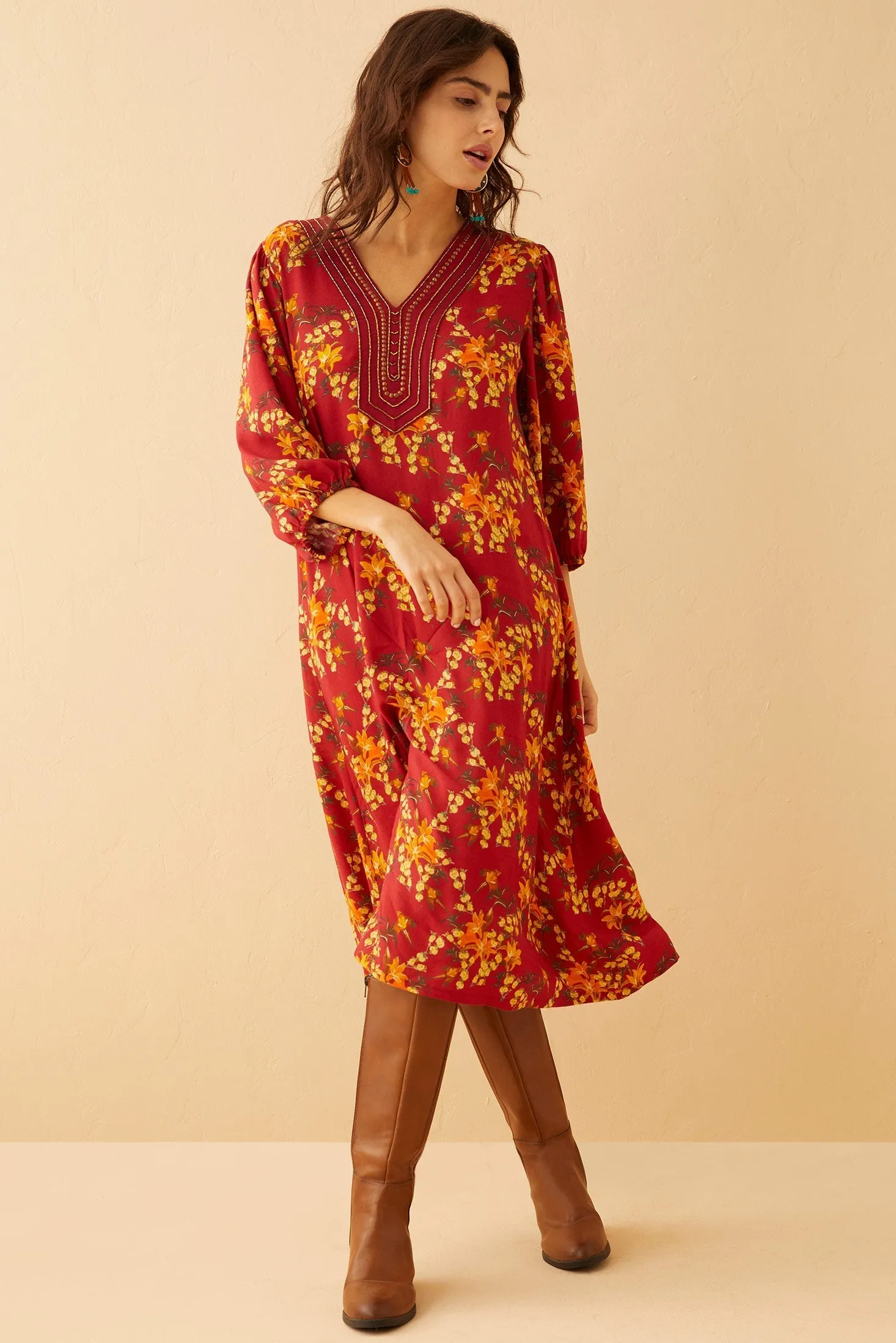 Chloe's Love Embroidered Sleeved Sundress sold by Myra Bag