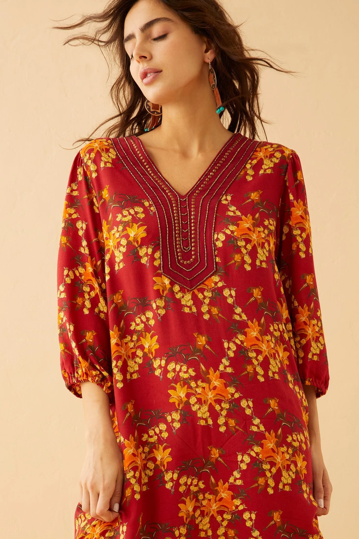 Chloe's Love Embroidered Sleeved Sundress sold by Myra Bag product image thumbnail 2
