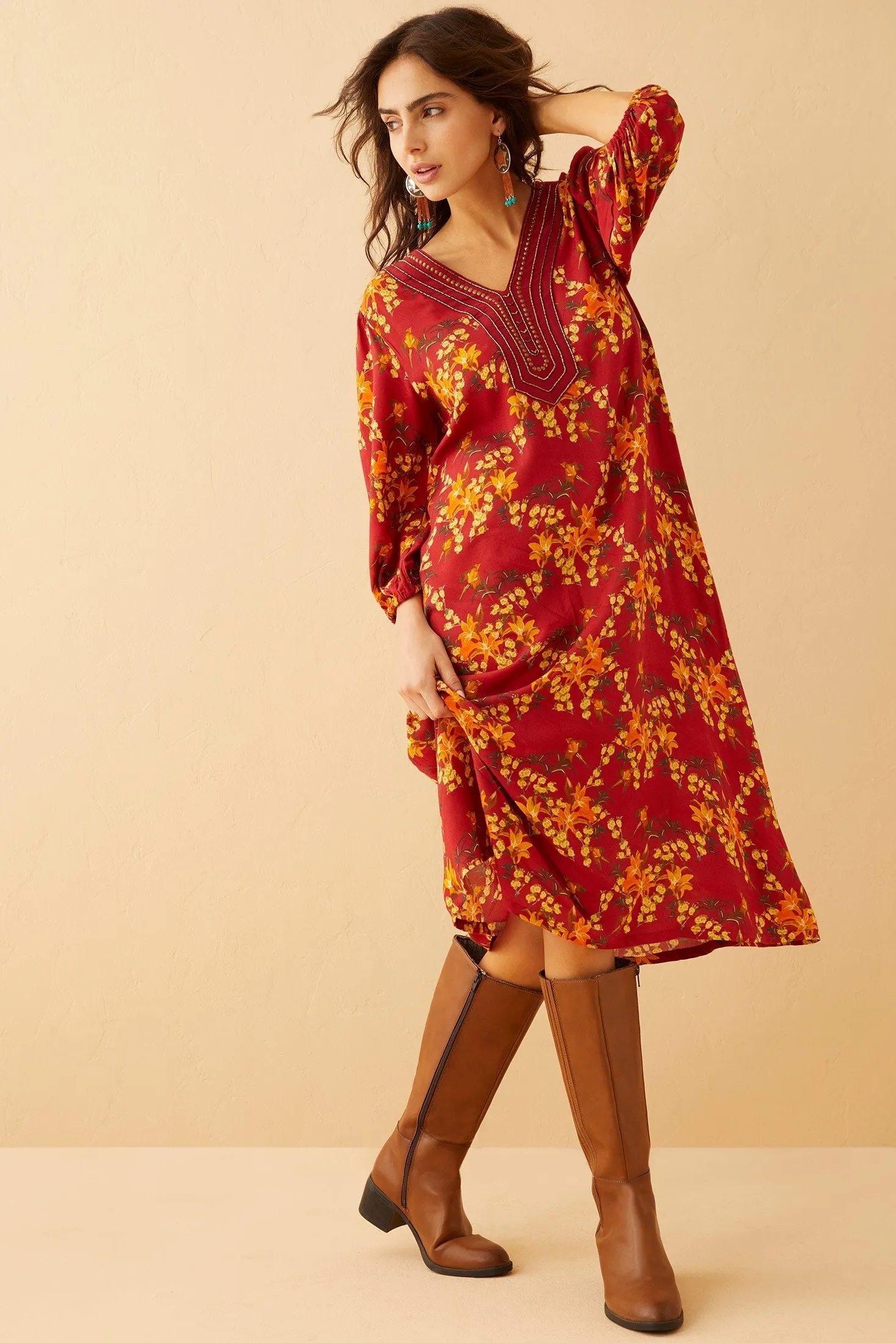Chloe's Love Embroidered Sleeved Sundress sold by Myra Bag product image thumbnail 3