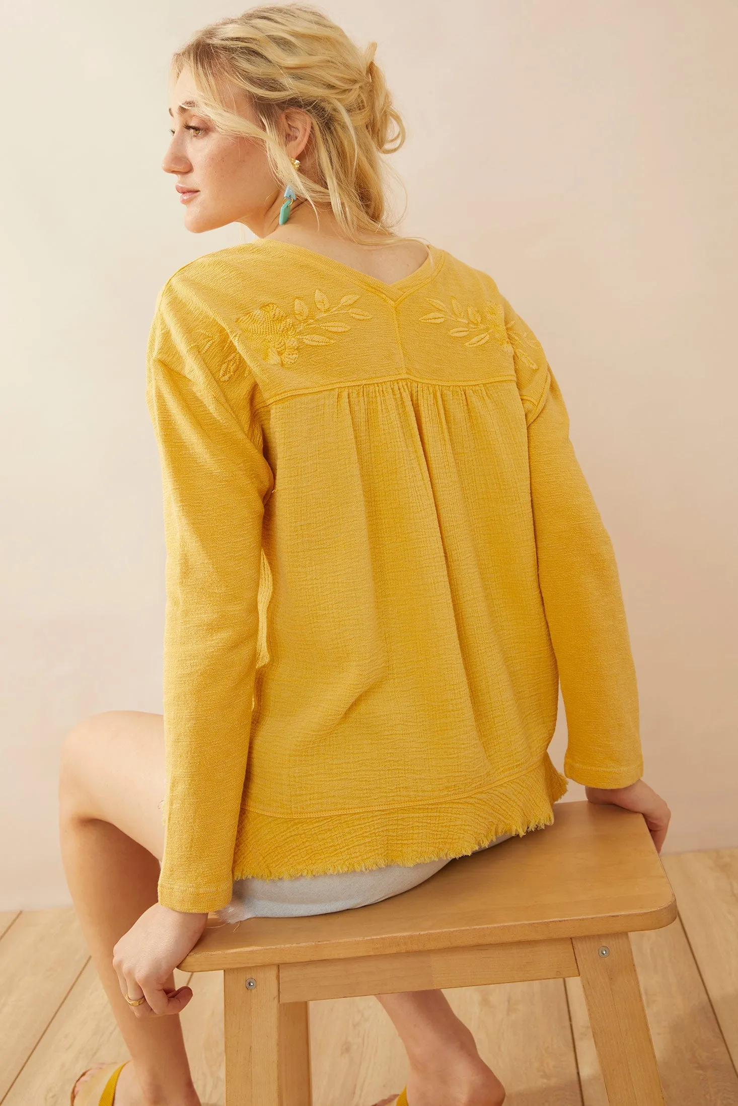 Rosalee V-Neck Top In Yellow sold by Myra Bag product image thumbnail 3