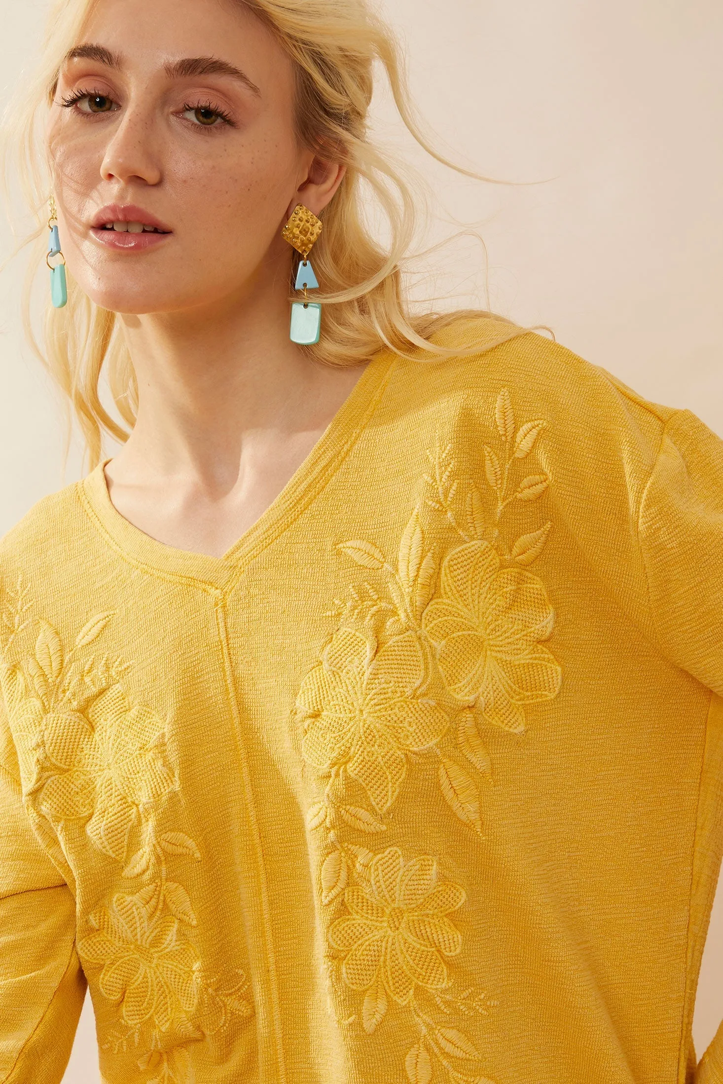 Rosalee V-Neck Top In Yellow sold by Myra Bag product image thumbnail 5