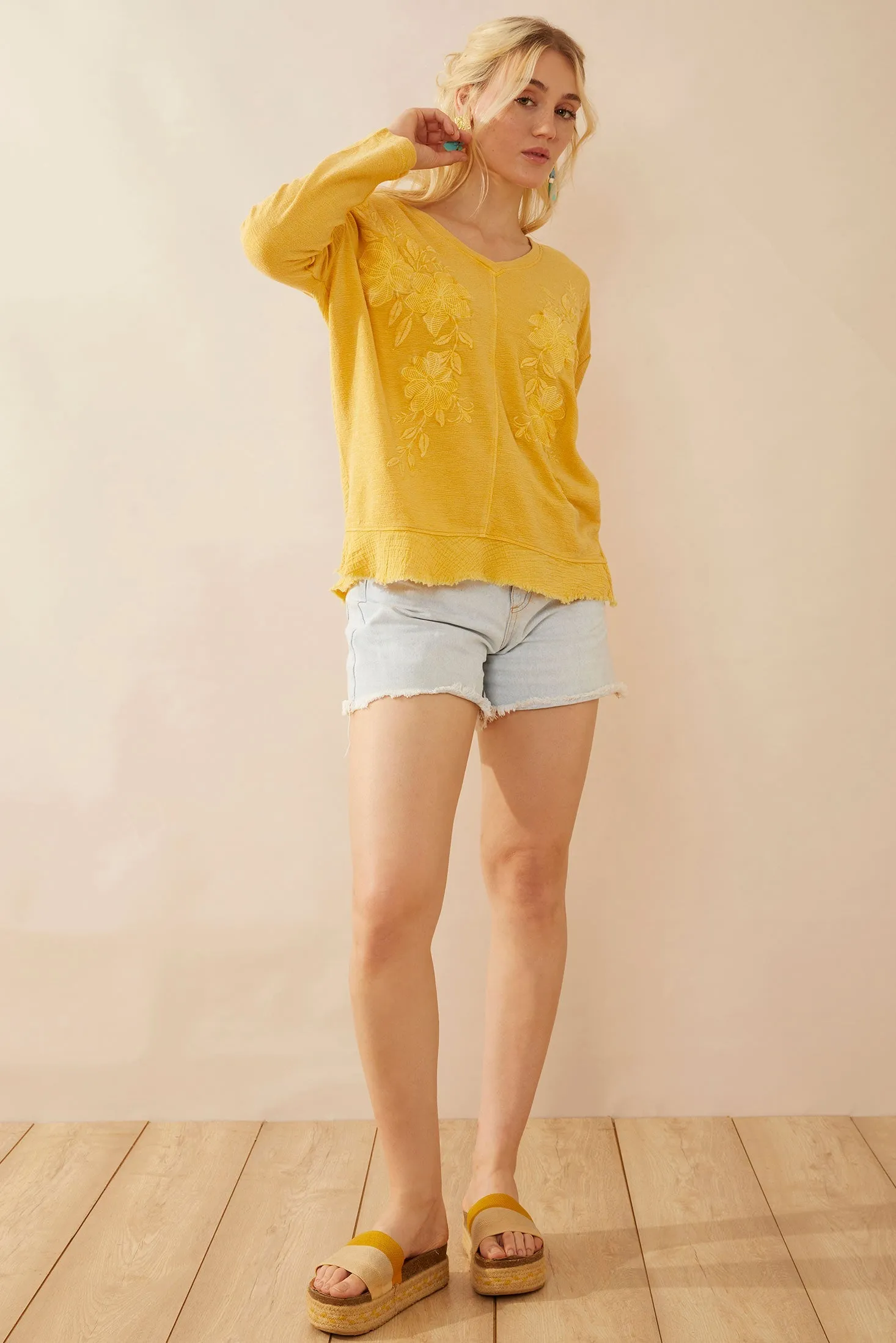 Rosalee V-Neck Top In Yellow sold by Myra Bag product image thumbnail 2