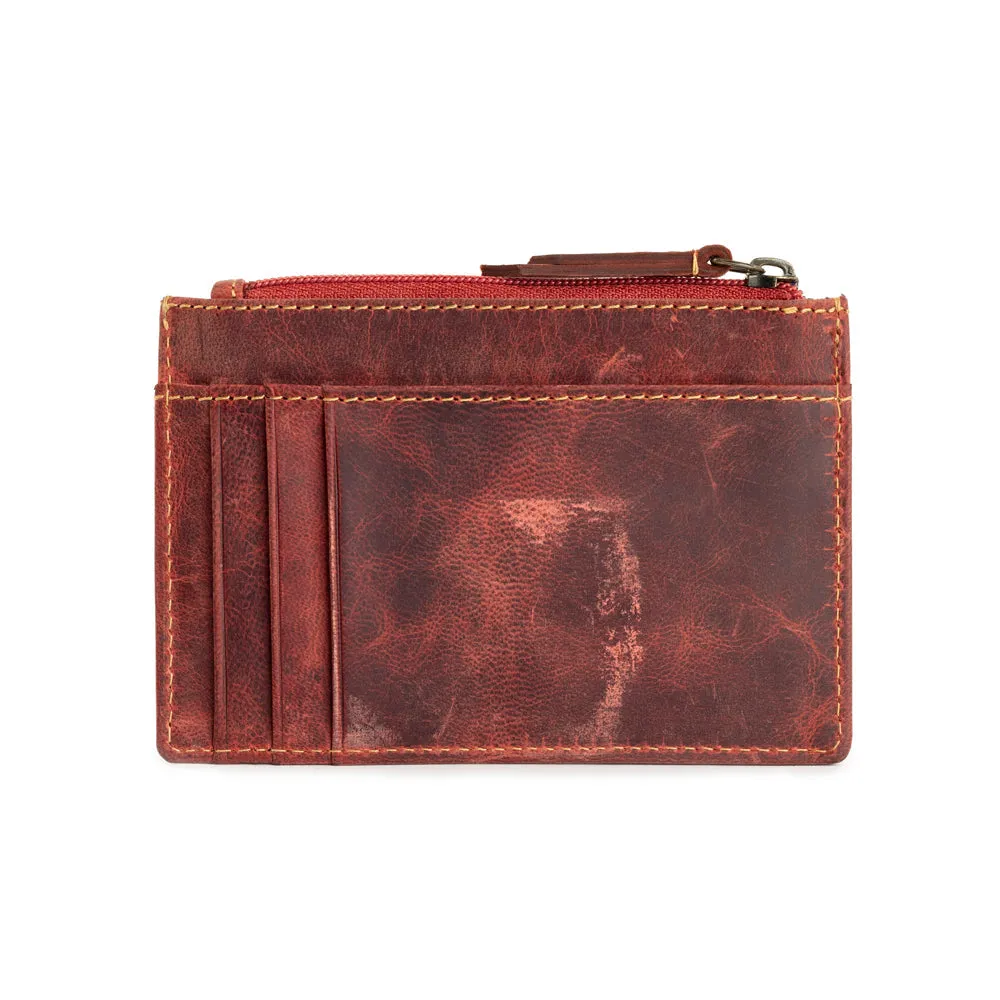 Western Fork Credit Card Holder in Red Russet sold by Myra Bag
