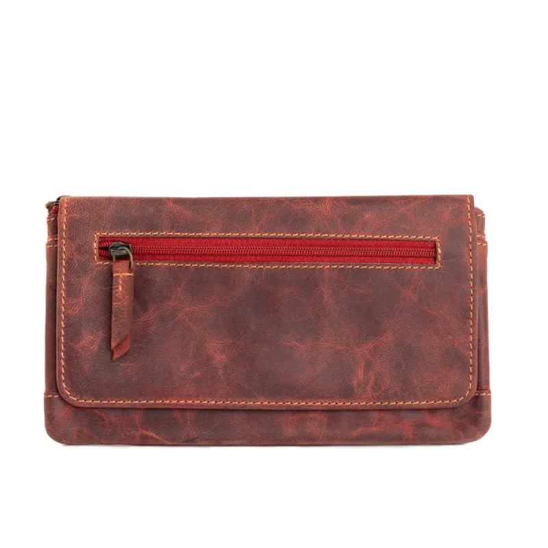 Western Fork Wallet in Red Russet sold by Myra Bag
