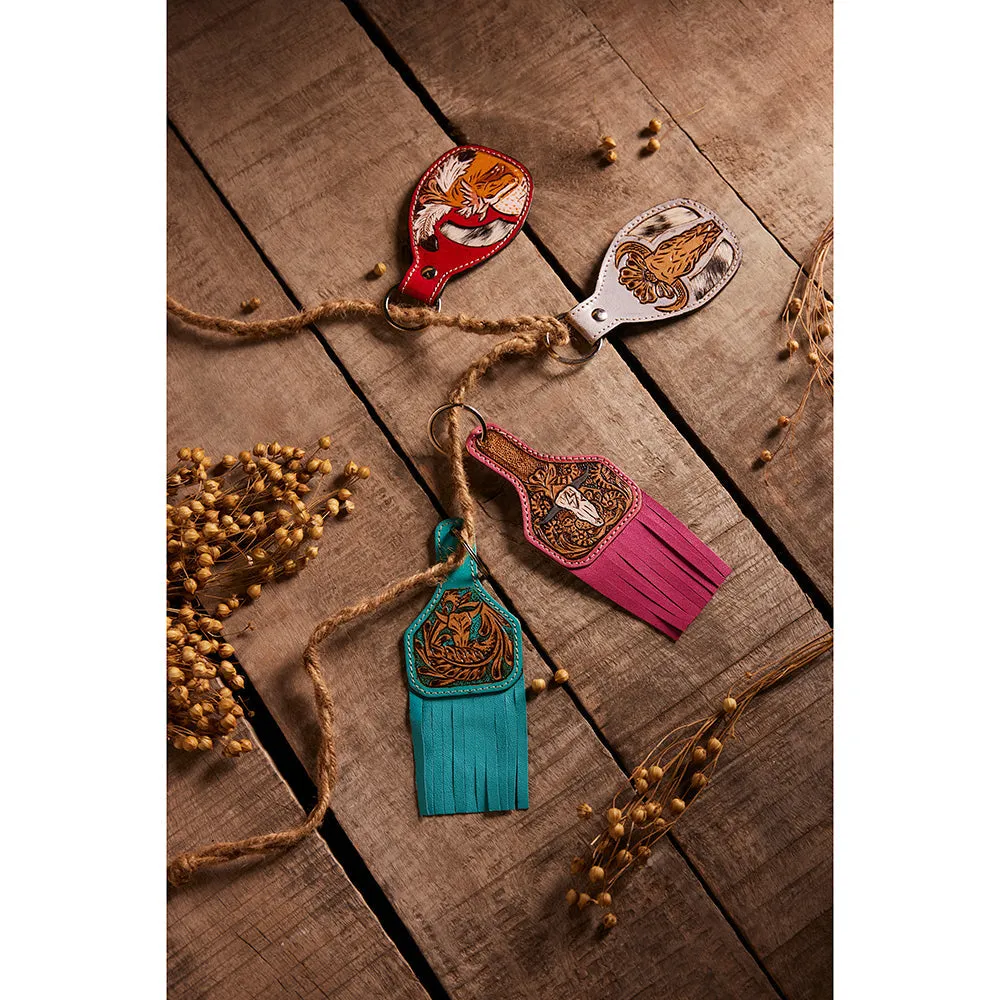 Charlotte Leather Key Fob in Rose sold by Myra Bag product image thumbnail 3