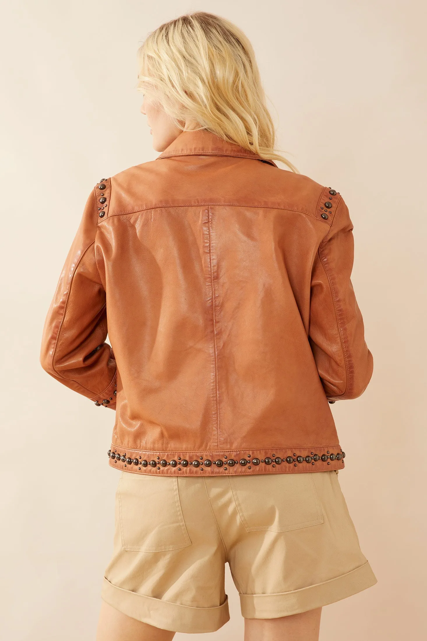 Octavia Jane Leather Jacket in Camel sold by Myra Bag product image thumbnail 5