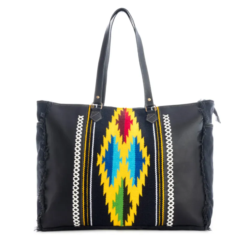 Wagon Trails Weekender Bag in Coal sold by Myra Bag