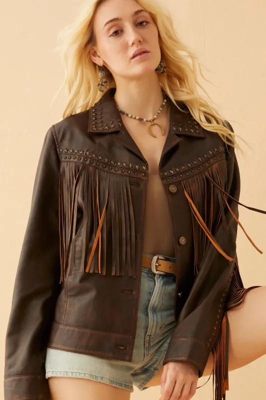 Kendall Fringed Leather Jacket sold by Myra Bag