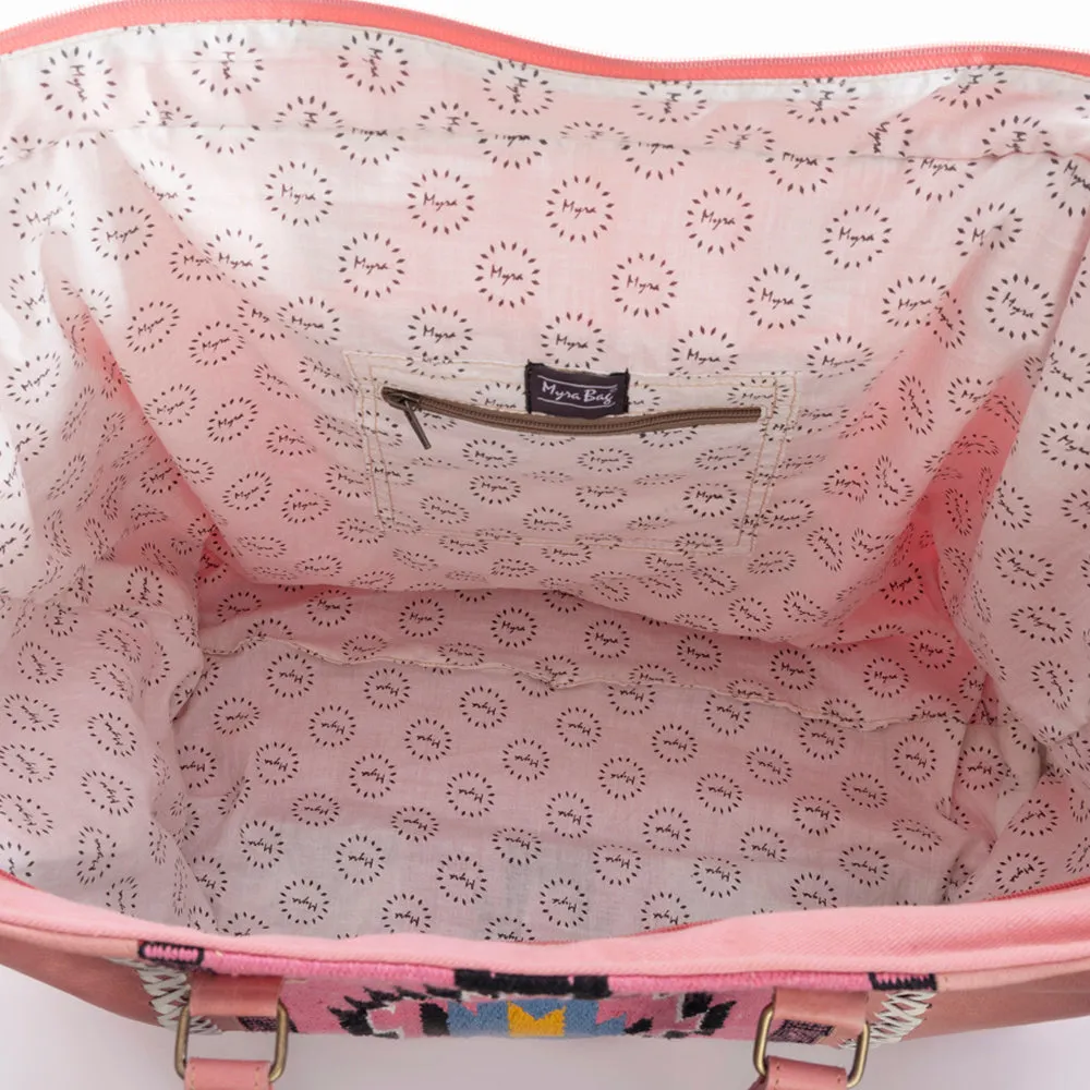 Wagon Trails Weekender Bag in Pink sold by Myra Bag product image thumbnail 4