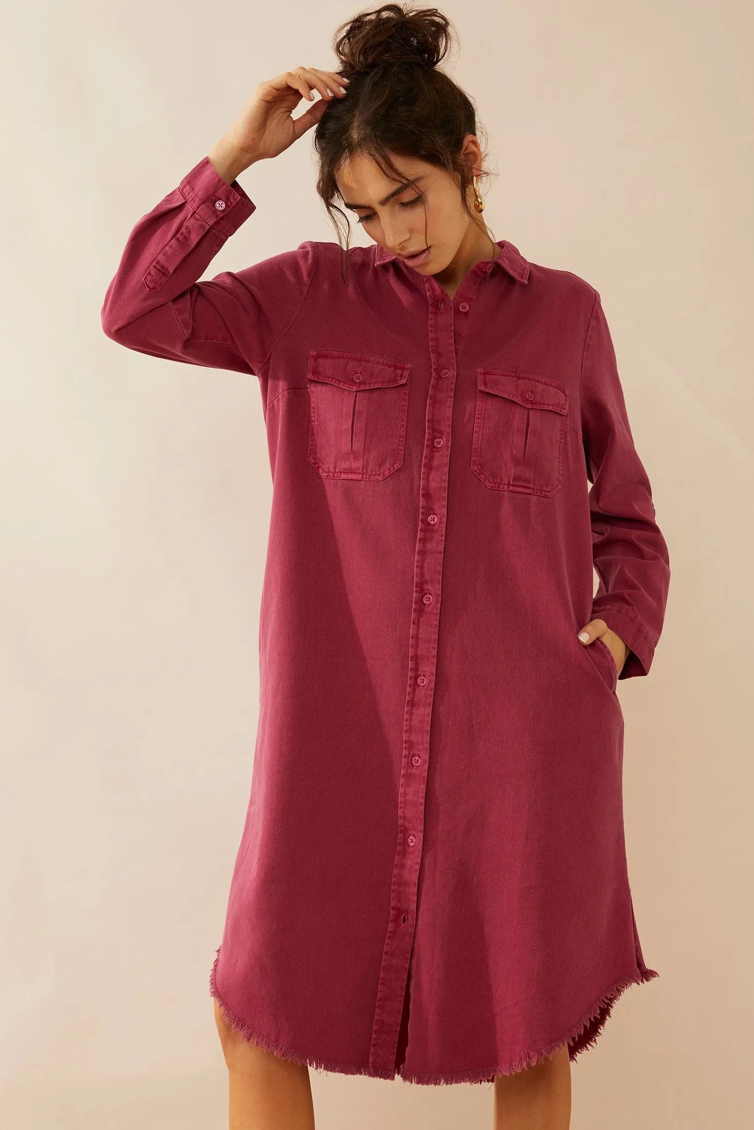 Jaipena Shirt Dress In Magenta sold by Myra Bag product image thumbnail 2