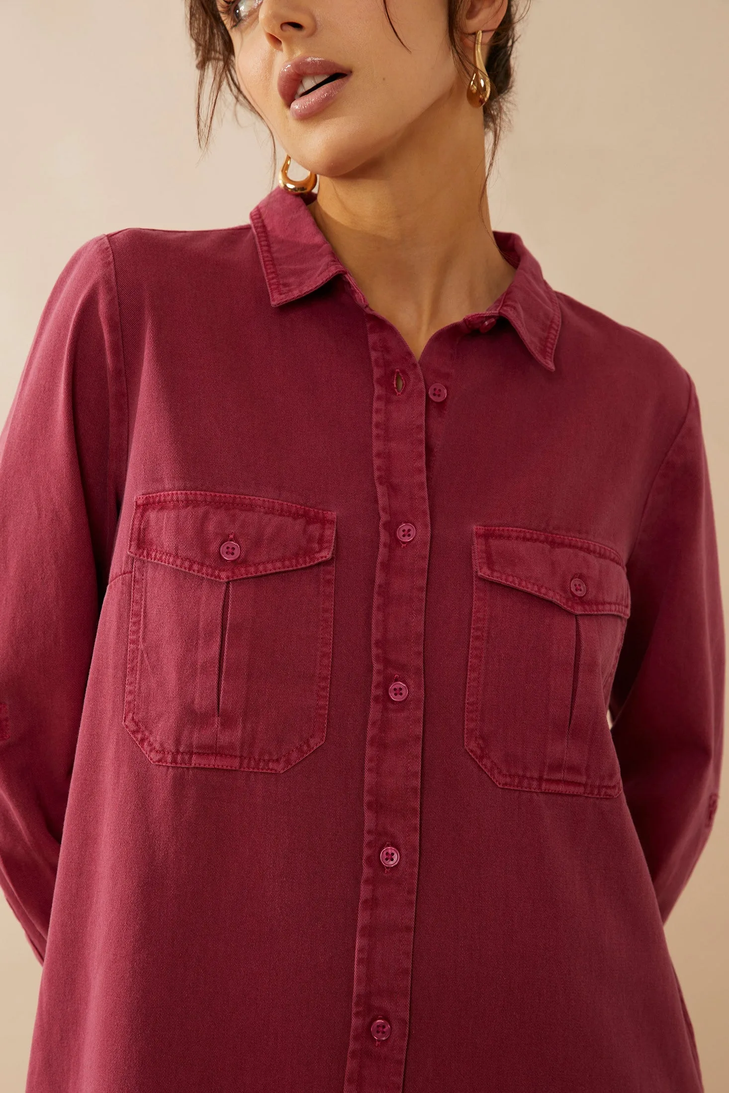 Jaipena Shirt Dress In Magenta sold by Myra Bag product image thumbnail 3