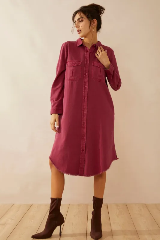 Jaipena Shirt Dress In Magenta sold by Myra Bag
