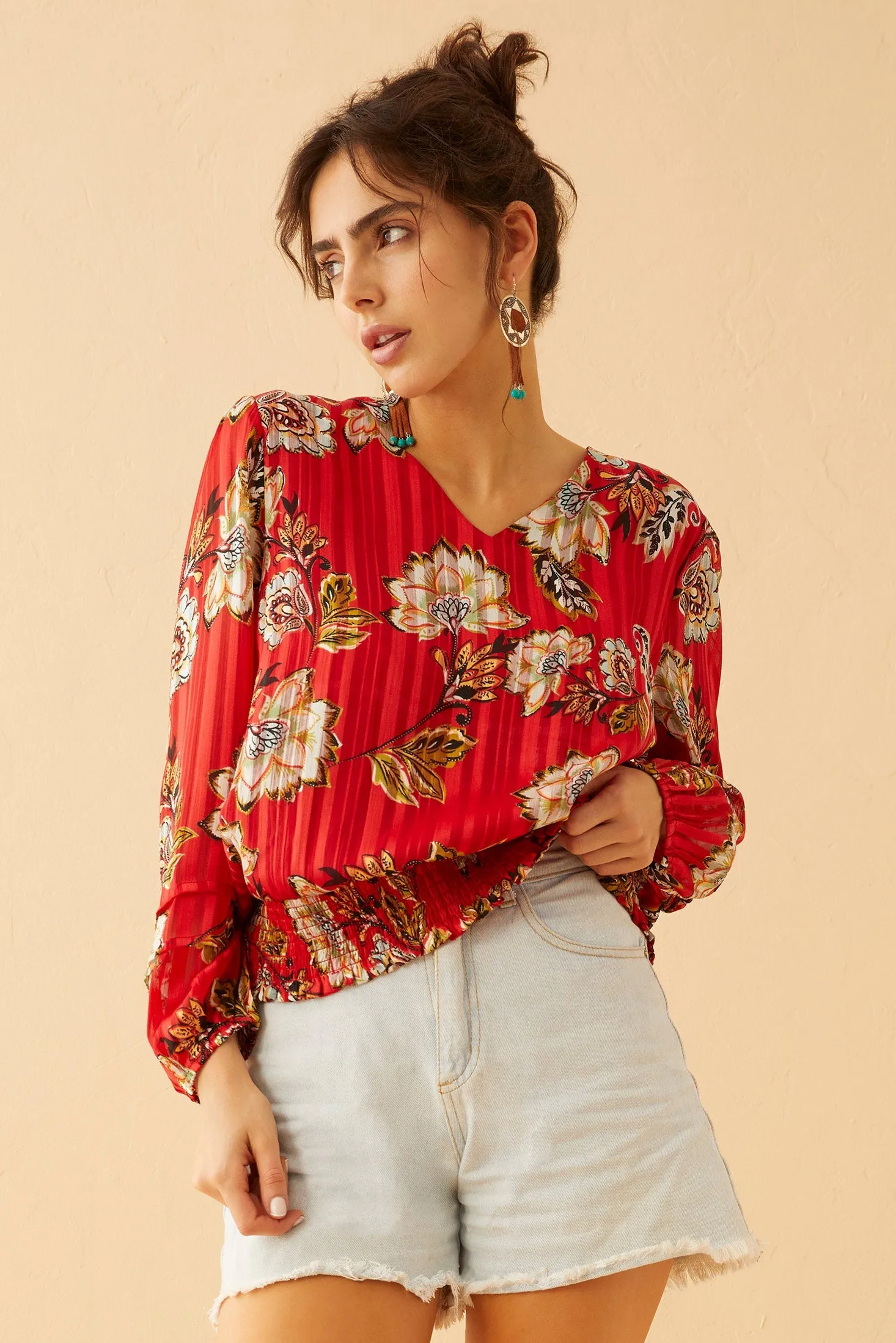 Rylee River Peplum Top sold by Myra Bag