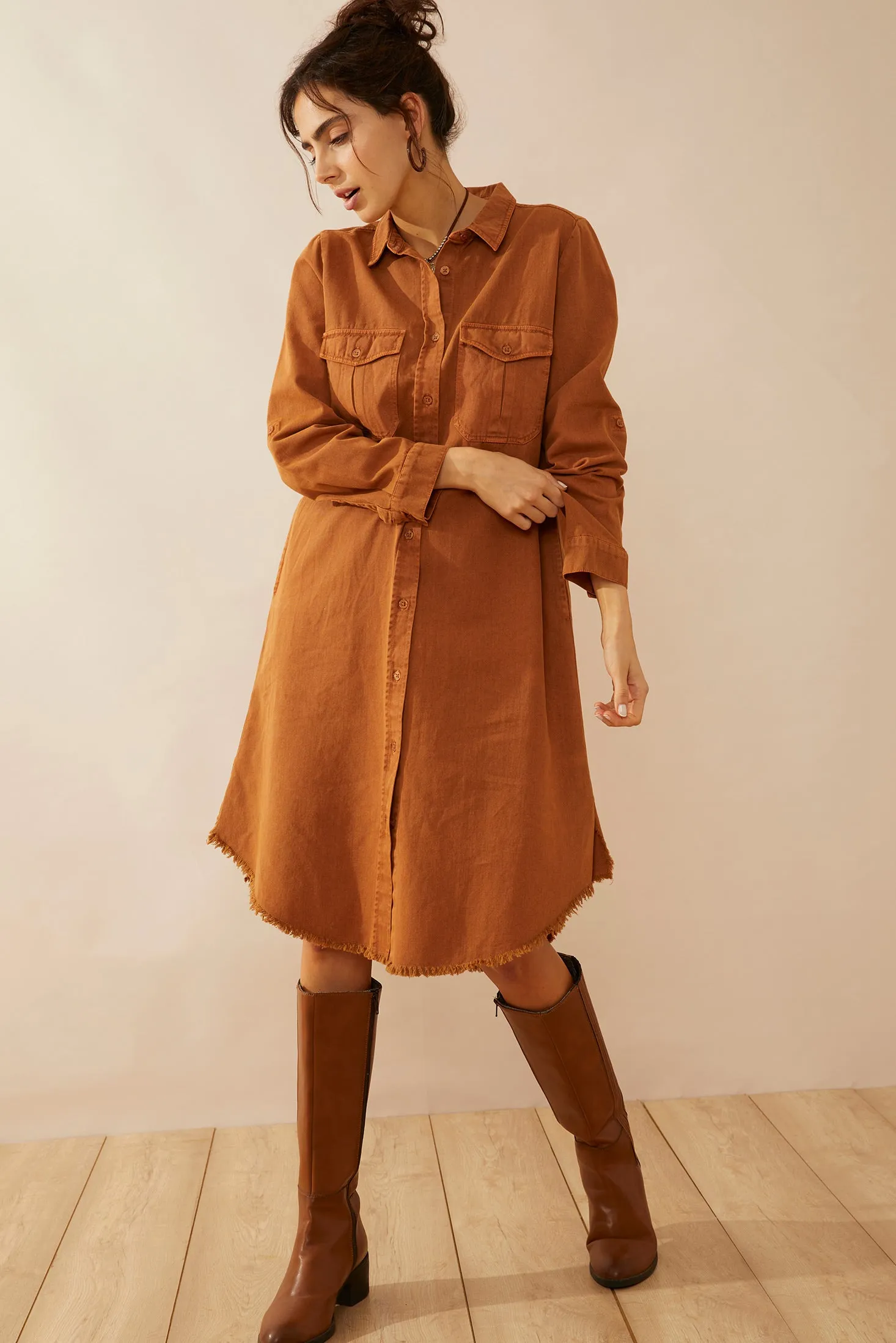 Jaipena Shirt Dress In Golden Sand sold by Myra Bag product image thumbnail 2