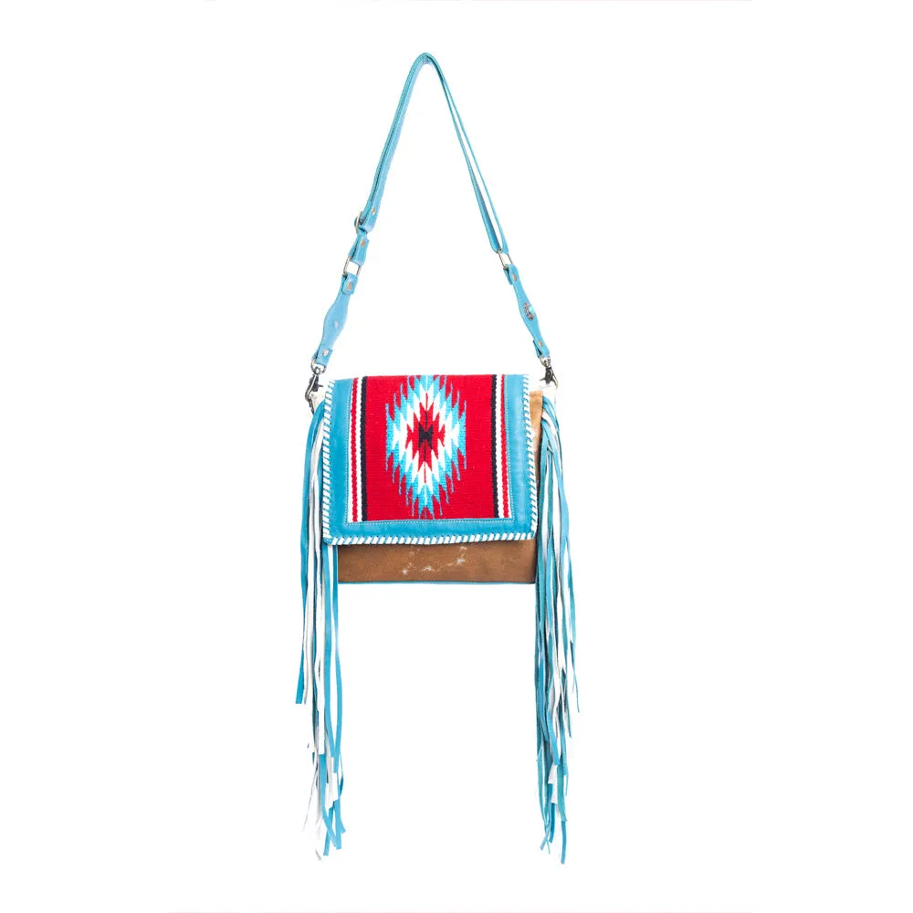 Zunia Leather & Hairon Bag in River Blue sold by Myra Bag product image thumbnail 4