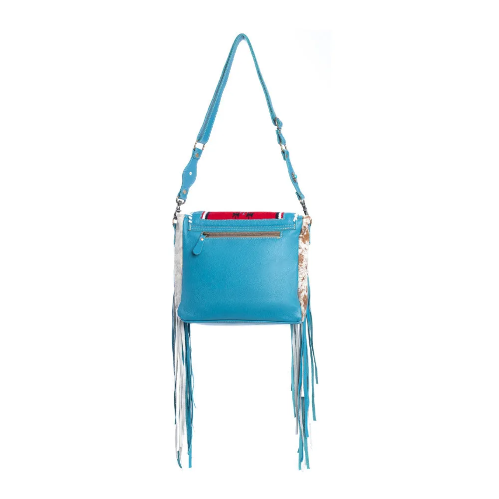 Zunia Leather & Hairon Bag in River Blue sold by Myra Bag product image thumbnail 5