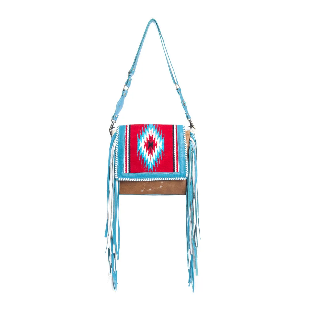Zunia Leather & Hairon Bag in River Blue sold by Myra Bag product image thumbnail 2