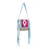 Zunia Leather & Hairon Bag in River Blue sold by Myra Bag
