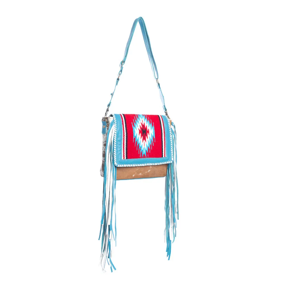 Zunia Leather & Hairon Bag in River Blue sold by Myra Bag product image thumbnail 3