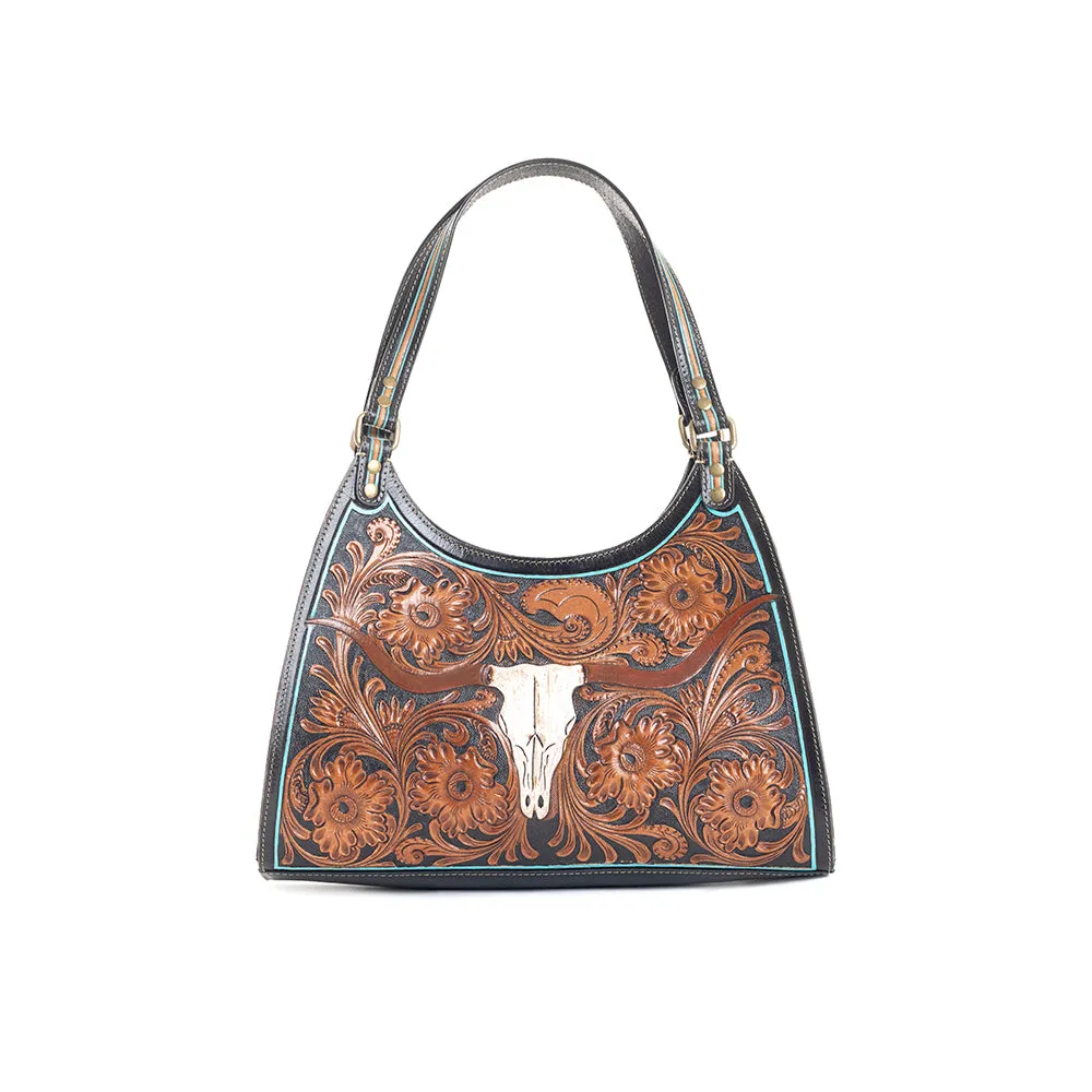 Steer Creek Trail Hand-Tooled Bag sold by Myra Bag