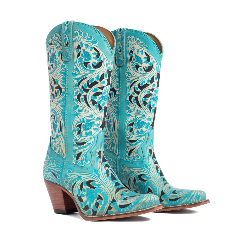Kasiopeah Hand-tooled Boots in Turquoise sold by Myra Bag product image thumbnail 3