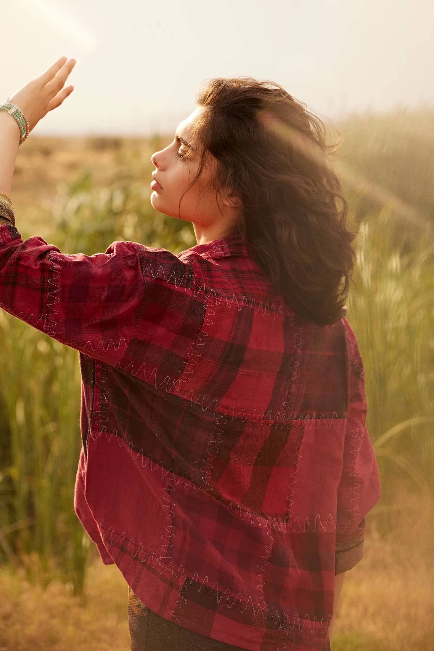 Emma Dawn Patchwork Shacket in Red sold by Myra Bag product image thumbnail 5