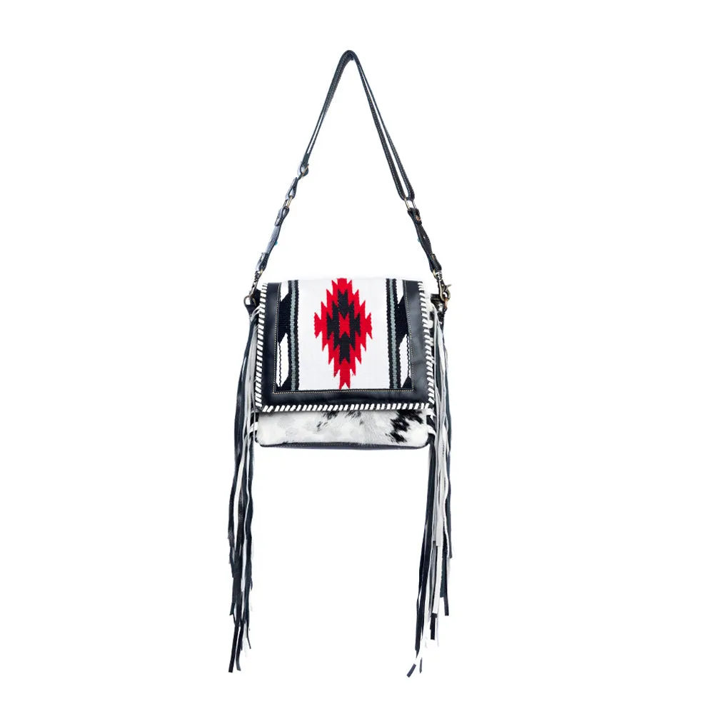 Zunia Leather & Hairon Bag in Coal sold by Myra Bag