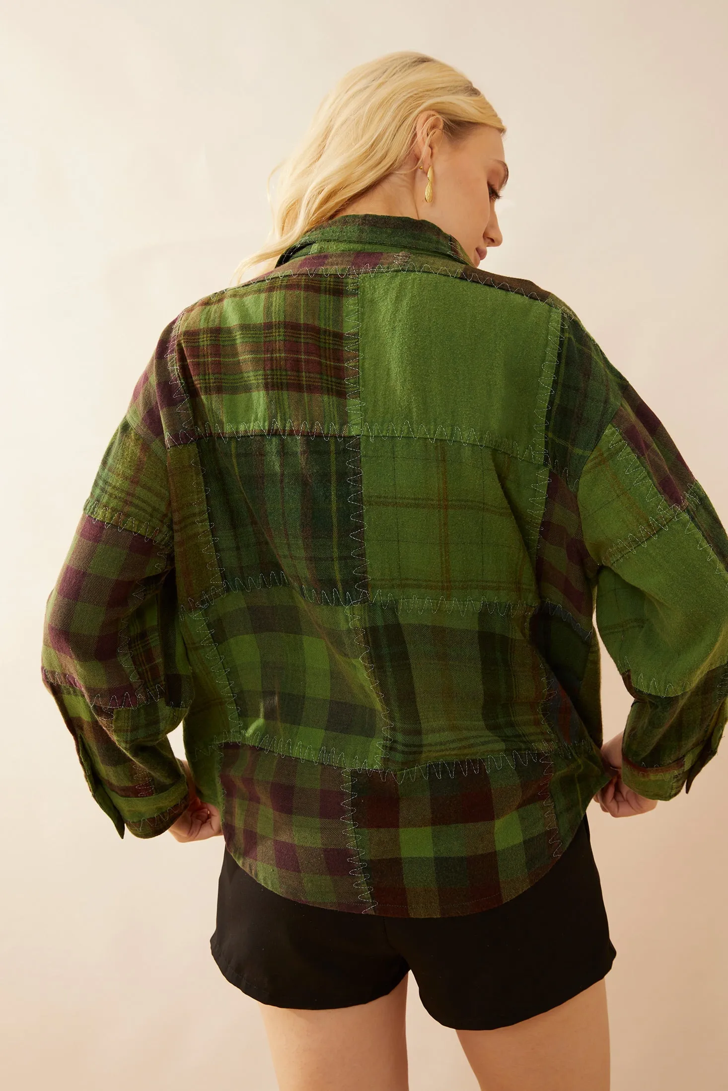 Emma Dawn Patchwork Shacket in Green sold by Myra Bag product image thumbnail 4