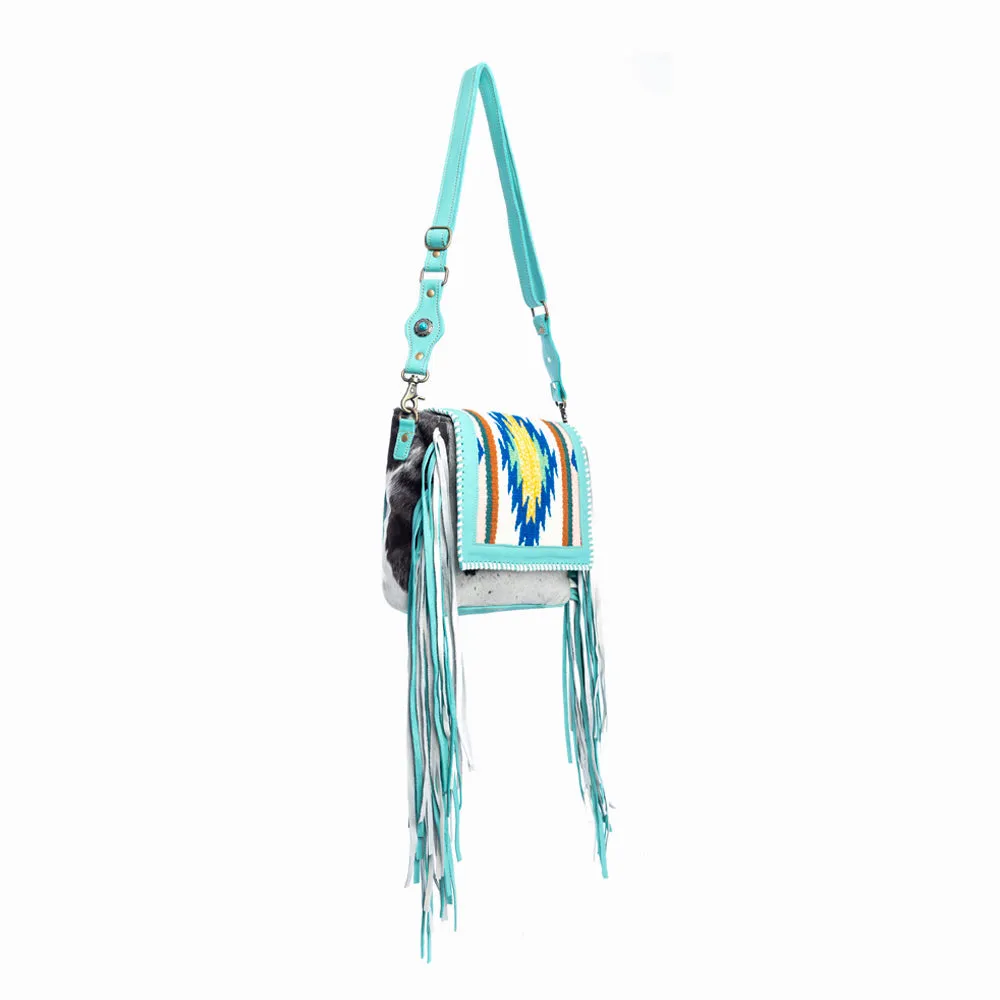 Zunia Leather & Hairon Bag in Turquoise sold by Myra Bag product image thumbnail 2